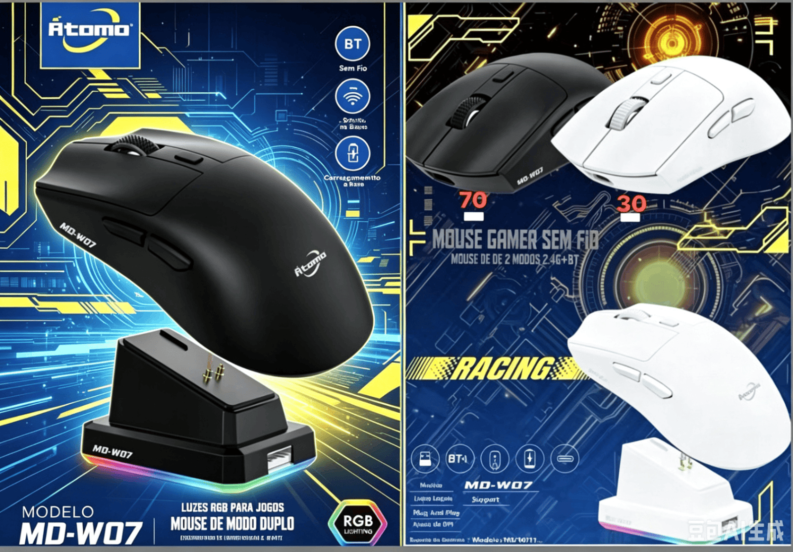 Mouse Gamer Sem Fio Original Attack Shark X11 - Imagem 7